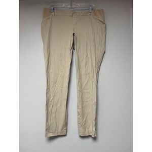 Old Navy Pixie Side Panel Maternity Pants Women 14 Khaki Excellent Slim Fit